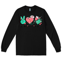 Black peace love nurse Long Sleeve Tee - texasbilliewilder