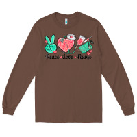 Chestnut peace love nurse Long Sleeve Tee - texasbilliewilder