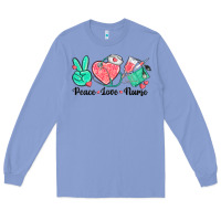 Colony Blue peace love nurse Long Sleeve Tee - texasbilliewilder