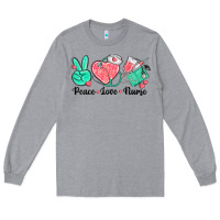 Heather Grey peace love nurse Long Sleeve Tee - texasbilliewilder