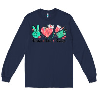 Navy peace love nurse Long Sleeve Tee - texasbilliewilder