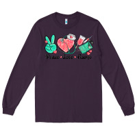 Plum peace love nurse Long Sleeve Tee - texasbilliewilder
