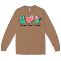Toasted Coconut peace love nurse Long Sleeve Tee - texasbilliewilder