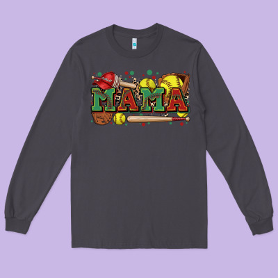 Mama Softball Long Sleeve Tee Designed By Zillion Design Studio