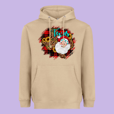 Texas Santa Wood Slice Ornament Heavyweight Hoodie Designed By Jahusdesignshop