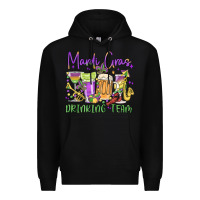 Black mardi gras drinking team Premium Hoodie - MaliasSmallBusiness