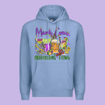 Mardi Gras Drinking Team Premium Hoodie Designed By Maliassmallbusiness