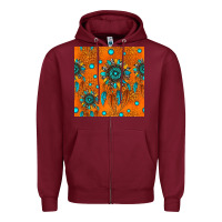 Burgundy western dreamcatchers seamless pattern Zipper Hoodie - HRA Design Shop