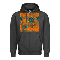 Charcoal Heather western dreamcatchers seamless pattern Zipper Hoodie - HRA Design Shop