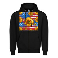 Black sunflowers american flag seamless pattern Zipper Hoodie - HRA Design Shop