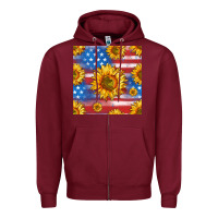 Burgundy sunflowers american flag seamless pattern Zipper Hoodie - HRA Design Shop