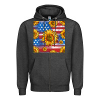 Charcoal Heather sunflowers american flag seamless pattern Zipper Hoodie - HRA Design Shop