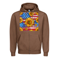 Chestnut sunflowers american flag seamless pattern Zipper Hoodie - HRA Design Shop