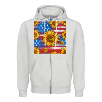 Dove Grey sunflowers american flag seamless pattern Zipper Hoodie - HRA Design Shop