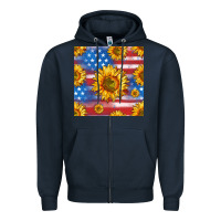 Navy sunflowers american flag seamless pattern Zipper Hoodie - HRA Design Shop