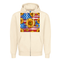 Sandshell sunflowers american flag seamless pattern Zipper Hoodie - HRA Design Shop