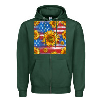 Sports Green sunflowers american flag seamless pattern Zipper Hoodie - HRA Design Shop