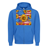 True Royal sunflowers american flag seamless pattern Zipper Hoodie - HRA Design Shop
