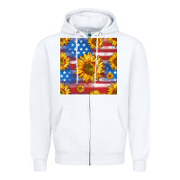 White sunflowers american flag seamless pattern Zipper Hoodie - HRA Design Shop