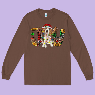 Beagle Christmas Joy Long Sleeve Tee Designed By Ranaportraitstore