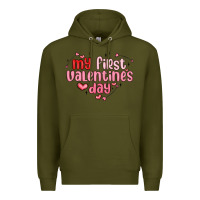 Army Green my first valentines day Premium Hoodie - MaliasSmallBusiness