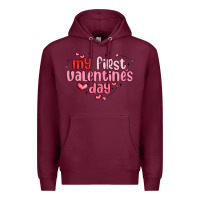 Burgundy my first valentines day Premium Hoodie - MaliasSmallBusiness
