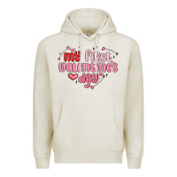 Oatmeal Heather my first valentines day Premium Hoodie - MaliasSmallBusiness