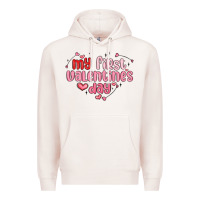 Pale Pink my first valentines day Premium Hoodie - MaliasSmallBusiness