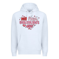 White my first valentines day Premium Hoodie - MaliasSmallBusiness