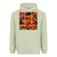 Matcha halloween witch hats leopard seamless pattern Heavyweight Hoodie - BundleAndBundleShop