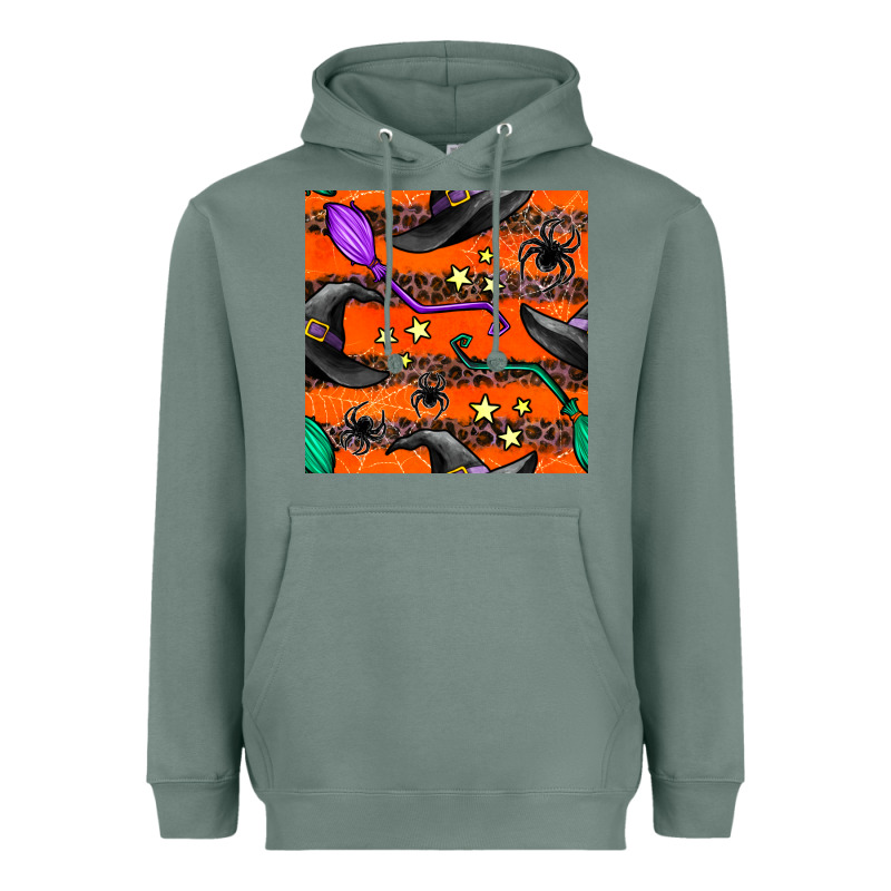 Halloween Witch Hats Leopard Seamless Pattern Heavyweight Hoodie by BundleAndBundleShop | Teevron