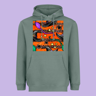 Halloween Witch Hats Leopard Seamless Pattern Heavyweight Hoodie Designed By Bundleandbundleshop