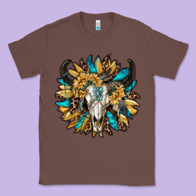 Bull Skull With Sunflower Classic Tee Designed By Ranaportraitstore