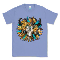 Colony Blue bull skull with sunflower Classic Tee - RanaPortraitStore