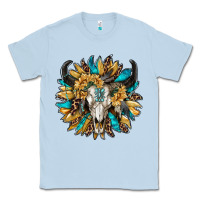 Dusty Blue bull skull with sunflower Classic Tee - RanaPortraitStore