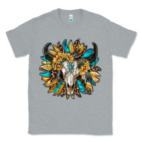 Heather Grey bull skull with sunflower Classic Tee - RanaPortraitStore