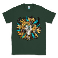 Sports Green bull skull with sunflower Classic Tee - RanaPortraitStore