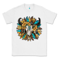 White bull skull with sunflower Classic Tee - RanaPortraitStore