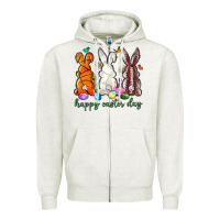 Oatmeal Heather happy easter day with sports Zipper Hoodie - Neo Western