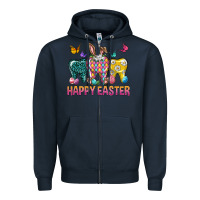 Navy happy easter dental Zipper Hoodie - Neo Western