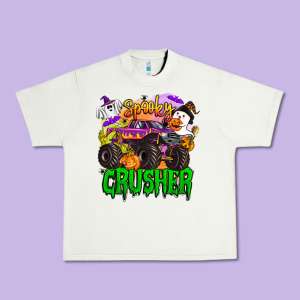Spooky Crusher Monster Truck Urban Heavy Tee Designed By Barkaloodesign