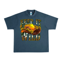 Midnight Navy keep it wild western Urban Heavy Tee - texasbilliewilder