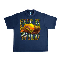Navy keep it wild western Urban Heavy Tee - texasbilliewilder