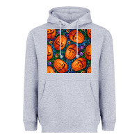 Heather Grey halloween pumpkin and candy seamless pattern Heavyweight Hoodie - BundleAndBundleShop