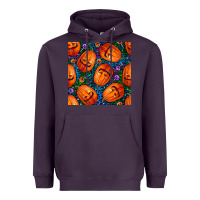 Plum halloween pumpkin and candy seamless pattern Heavyweight Hoodie - BundleAndBundleShop