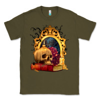 Army Green Halloween Skull Candles and Roses Classic Tee - texasbilliewilder