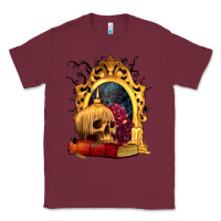 Burgundy Halloween Skull Candles and Roses Classic Tee - texasbilliewilder