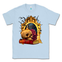 Dusty Blue Halloween Skull Candles and Roses Classic Tee - texasbilliewilder