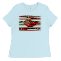 Baby Blue leopard serape background Ladies Tee - BarkalooDesign