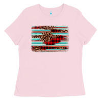 Bubblegum Pink leopard serape background Ladies Tee - BarkalooDesign